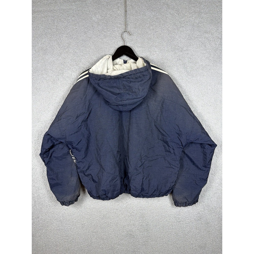 VTG Adidas 90s Trefoil Quilted Puffer Blue Bomber Jacket Size L Baggy Run DMC - Picture 10 of 10